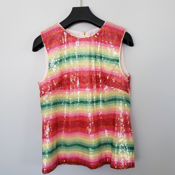 Jcrew Rainbow Stripe Sequin Sleeveless Shell Tank Top Sz XXS - Picture 2 of 6